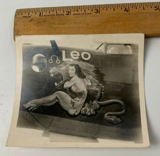 Orig Wwii Photo Nose Art B - 24 Leo Bomber Aircraft Plane 34th Group 41 - 29605