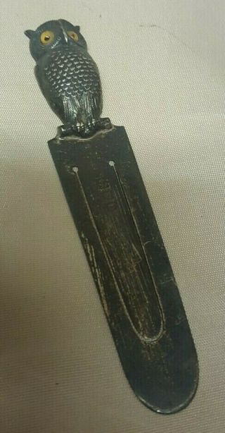 Antique Sampson Mordan Solid Silver Owl Bookmark 3.  5 " High Hallmarked 1897