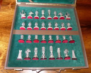 FINE VINTAGE SPANISH HALLMARKED SILVER CHESS SET CONQUISTADORS V AZTECS,  BOARD 12