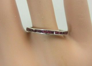 Vintage 14k White Gold And Ruby Baguette Eternity Ring Anniversary Band