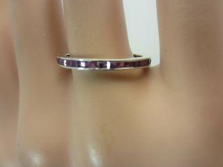 Vintage 14k white gold and ruby baguette eternity ring anniversary band 2