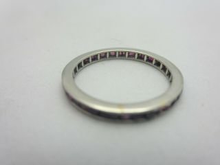 Vintage 14k white gold and ruby baguette eternity ring anniversary band 6