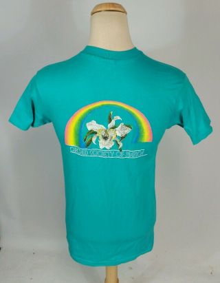 Vtg 80s Nos Hawaii Manoa Orchid Society T Shirt Rainbow Surf Beach Vacation Usa
