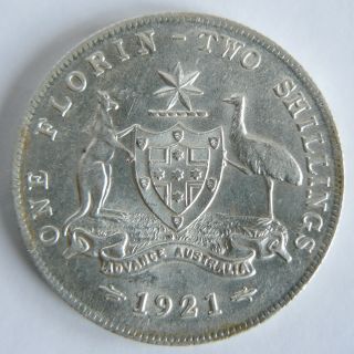 Australian Ef 1921 Florin Kgv George V Silver Coin Lustre Scarce High Value Rare