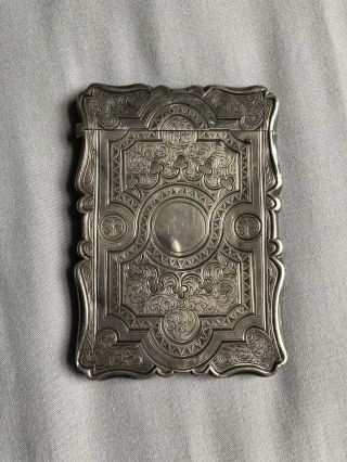 Solid Silver Business Card Holder / Card Case - Birmingham 1853 - Antique - Rare
