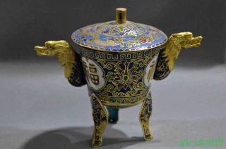 Exorcism Collectable Old Chinese Cloisonne Paint Palance Character Art Wine Pot