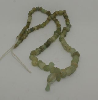 Ancient Roman Green Glass Bead Necklace Circa 2nd Century Ad 011