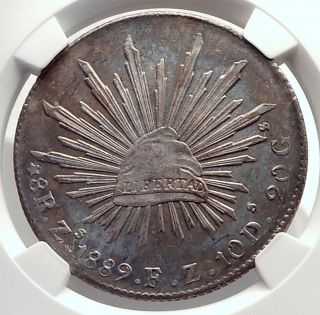 1889 Zs Fz Mexico Big Silver 8 Reales Antique Mexican Coin Eagle Ngc Ms62 I71717