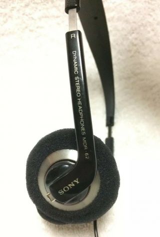 Vintage Sony MDR 62 Dynamic Stereo Headphones MDR - 62 Rare On Ear Wired Japan 3