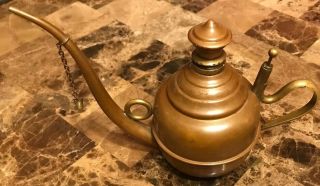 Copper Lamp / Teapot York Sternaware.  4.  5” Tall X 8” Long Antique/vintage
