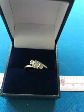 Vintage Jewellery 9 Ct Gold And Diamond Ring Size P Boxed