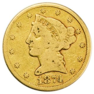 1874 - Cc $5 Gold Liberty Head,  Very Rare,  Early Gold Coin [4245.  01]
