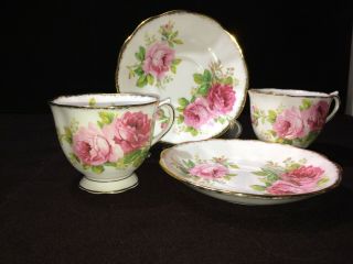 Vintage Royal Albert England American Beauty Pink Rose Cup Saucer The Pair