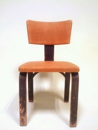 Vintage Mid Century Danish Modern Chair Office Wood Thonet Barrel Atomic Clam 60