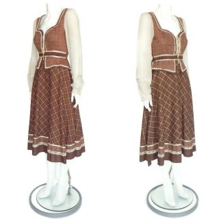 Vintage 70s Jessica Gunne Sax Long Corset Floral Prairie Boho Summer Dress XS/S 3