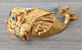 Christoper Ross Large Gold Fish 24kt Gold Plated Belt Buckle 1987