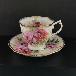 Royal Albert American Beauty Pink Rose Teacup & Saucer Bone China