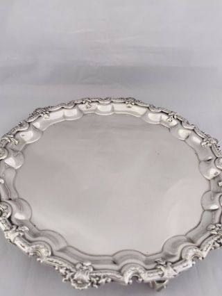 Small Sterling Solid Silver Georgian Style Waiter Of Tray 1957 Birmingham 3