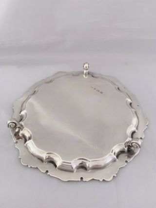 Small Sterling Solid Silver Georgian Style Waiter Of Tray 1957 Birmingham 5