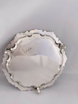 Small Sterling Solid Silver Georgian Style Waiter Of Tray 1957 Birmingham 8
