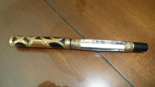 Rare Antique Parker Fountain Pen Gold Plated Mother Of Pearl Pat.  6 - 30 - 91/1 - 3 - 05