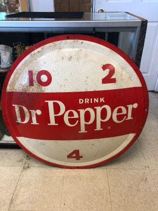 Vintage 1950s Dr Pepper Soda Pop Bottle Cap Metal Sign 10 2 4 Rare
