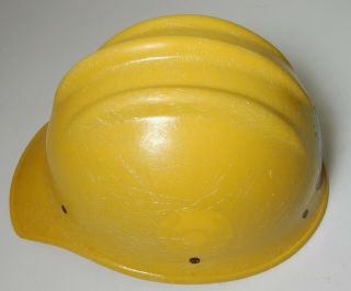 VINTAGE Yellow FIBERGLASS BULLARD 502 Hard Hat IRONWORKER 4