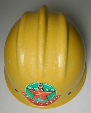VINTAGE Yellow FIBERGLASS BULLARD 502 Hard Hat IRONWORKER 5