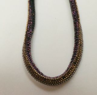 Valerie Hector Jewelry Artist Chicago Neutral Beaded Rope Necklace Signed 2