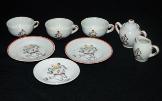 Vintage Childs Tea Set Miniature Elephants Plates Cups Cream Sugar Lid Japan 9pc