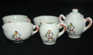 Vintage Childs Tea Set Miniature Elephants Plates Cups Cream Sugar Lid Japan 9pc 3