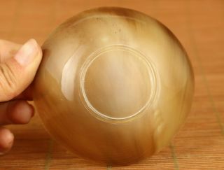 Rare Chinese Old Yak Horn Hand Carving Statue Cup Bowl Table Decoration Gift