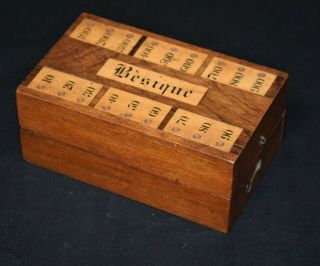 Inlaid Mahogany Bezique Storage Box And Scoreboard,  19th Century