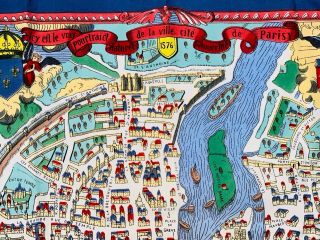 Extremely Rare 1943 Hermes Scarf Foulard Map Ville de Paris Le Vray Pourtraict 2