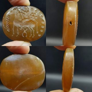 Agate Old Wonderful Fighter Intaglio Stone Lovely Bead 50