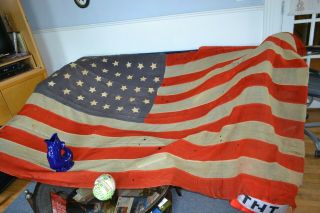 Antique 38 Star American Flag 9 Foot By 6 Foot