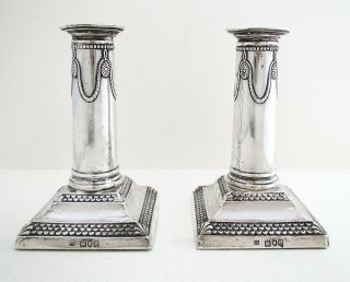 Antique Victorian 1900 English Solid Sterling Silver Candlesticks