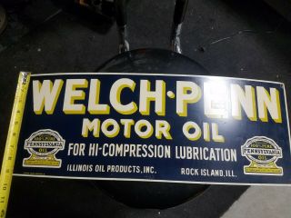 Antique Vintage Welch Penn Motor Oil Sign