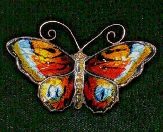 Gorgeous David - Andersen Guillochet Sterling Enameled Butterfly Pin Norway