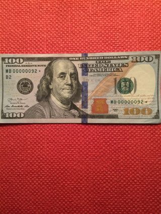Ultra Rare Off Center Fancy Very Low Serial Number Star $100 Hundred Dollar Bill