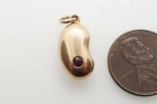 Antique English 15k Gold Ruby Kidney Bean Charm C1900