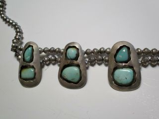 VINTAGE PAWN INDIAN NAVAJO STERLING SILVER TURQUOISE SQUASH BLOSSOM NECKLACE 4