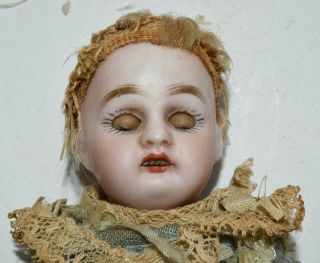 Small Antique Bisque Porcelain Doll Jointed Open Close Eyes Open Mouth 6 1/2 
