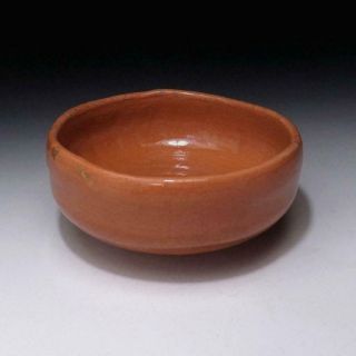 MF5: Vintage Japanese Pottery Tea Bowl,  Raku ware,  AKA RAKU 2