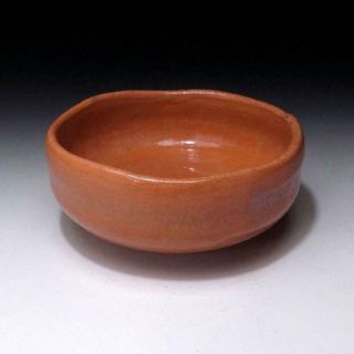 MF5: Vintage Japanese Pottery Tea Bowl,  Raku ware,  AKA RAKU 3