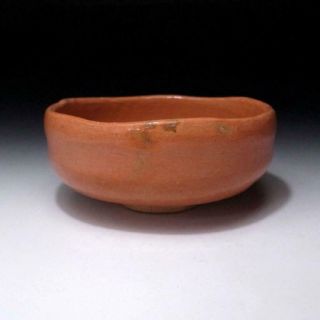 MF5: Vintage Japanese Pottery Tea Bowl,  Raku ware,  AKA RAKU 4