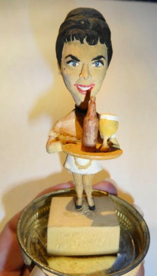Vintage Hand Carved Statue - Waitress ' JENNY ' - In a Jar Folk Art UNIQUE 2