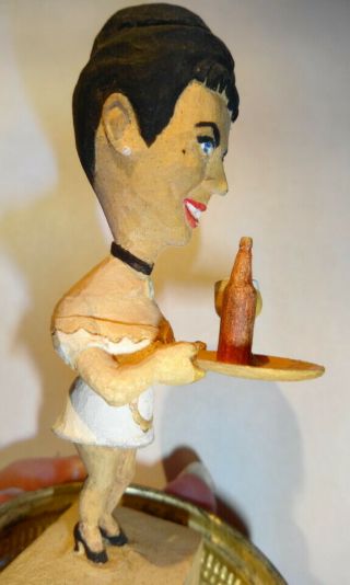 Vintage Hand Carved Statue - Waitress ' JENNY ' - In a Jar Folk Art UNIQUE 5