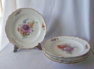 5 Antique Meissen Porcelain Dinner Plates / Marcolini Period W Hp Floral Designs