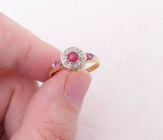 18ct Gold Ruby Diamond Ring,  Art Deco 18k 750